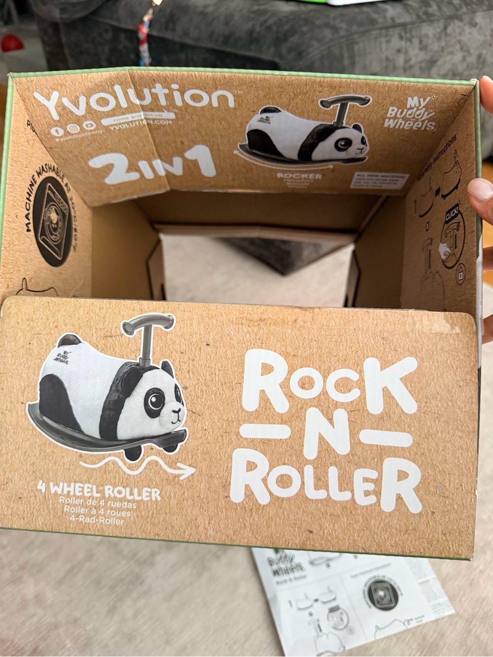 Panda Ride On Rocker Roller Black White - Picture 4 of 6